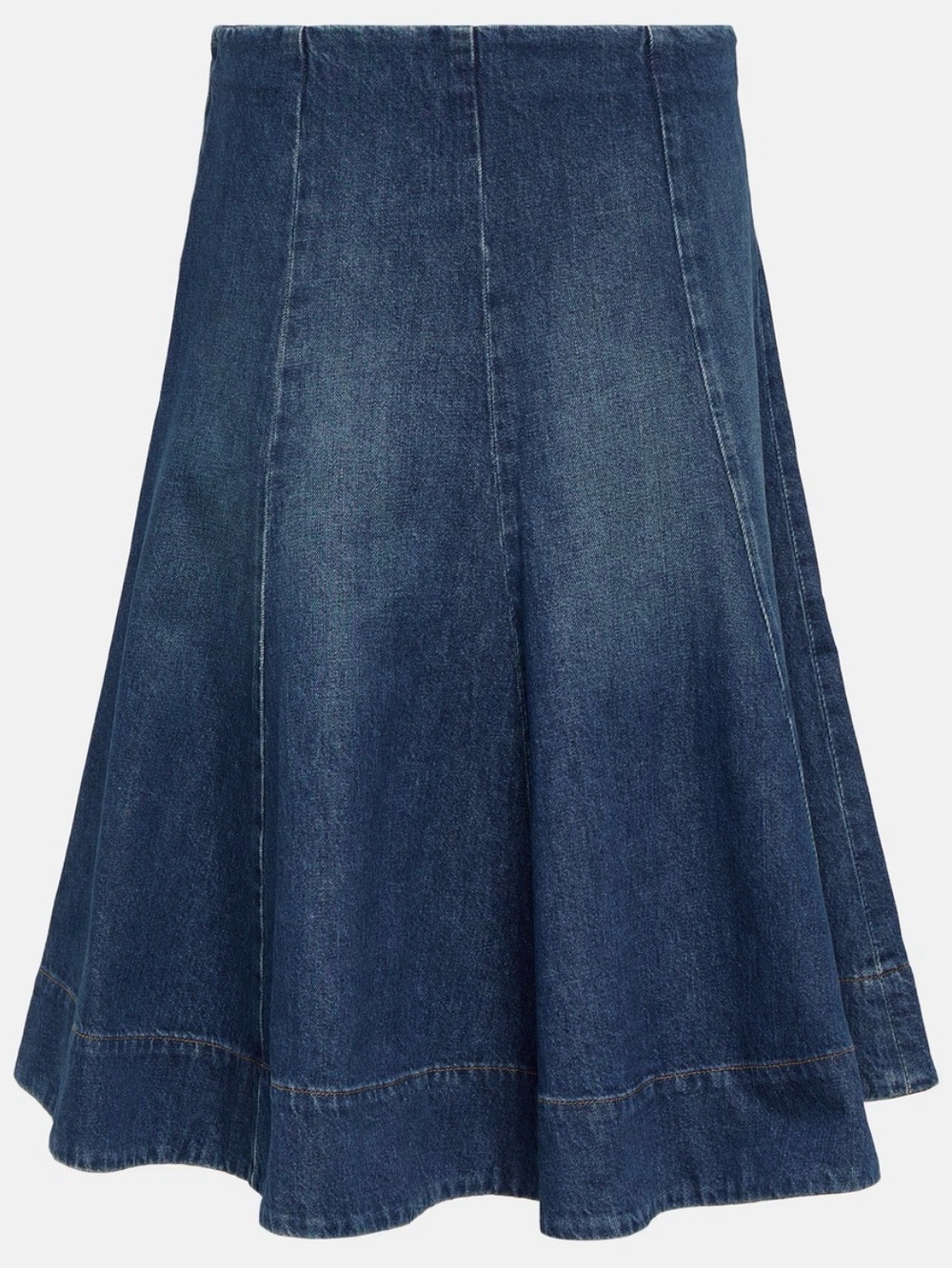 KHAITE Lennox denim midi skirt